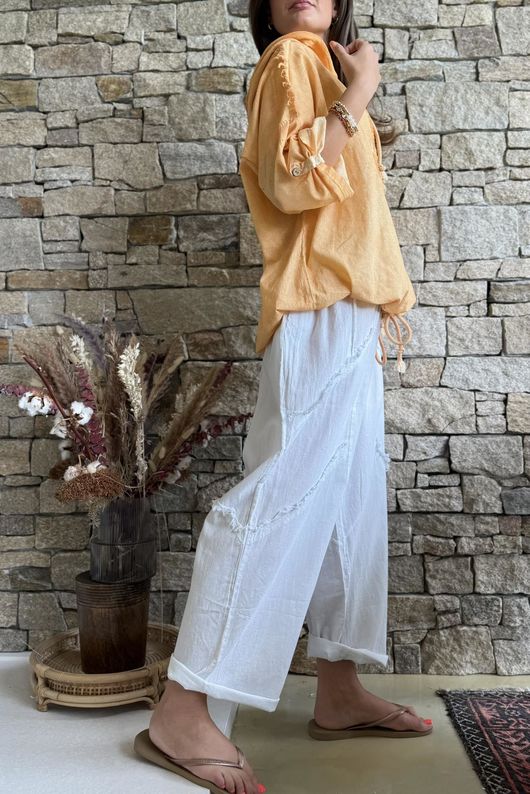 Rustic Nature Linen Blend Hippie Shake Hoodie Washed Cayenne